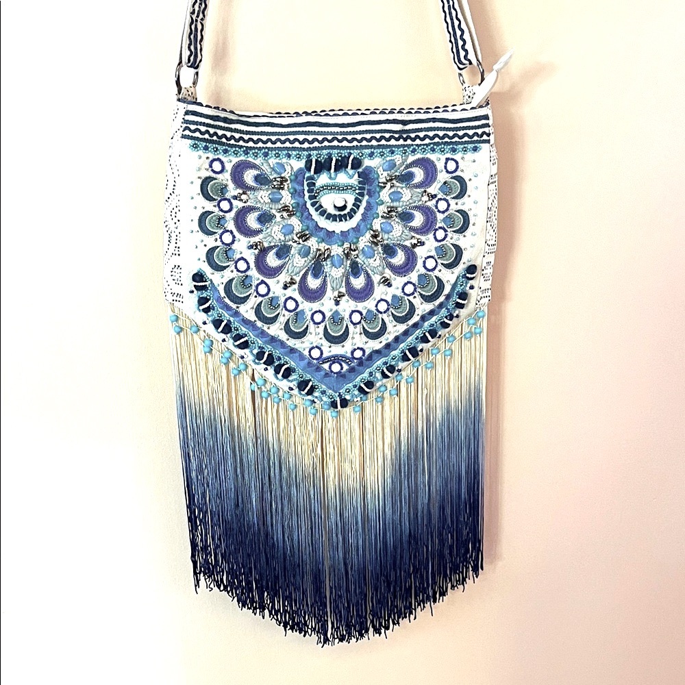 Labellum Beaded Woven Embroidered & Tasseled Hippy Boho Festival Purse NWT